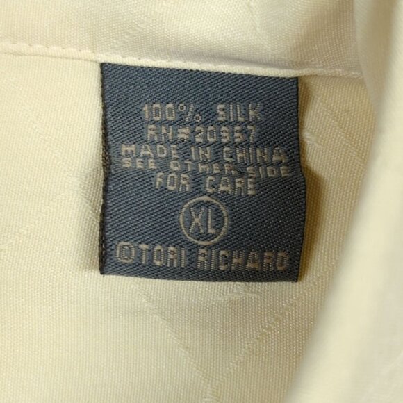 Tori Richard Yellow Silk Short Sleeve Button Down Shirt, Men's XL - Picture 7 of 9